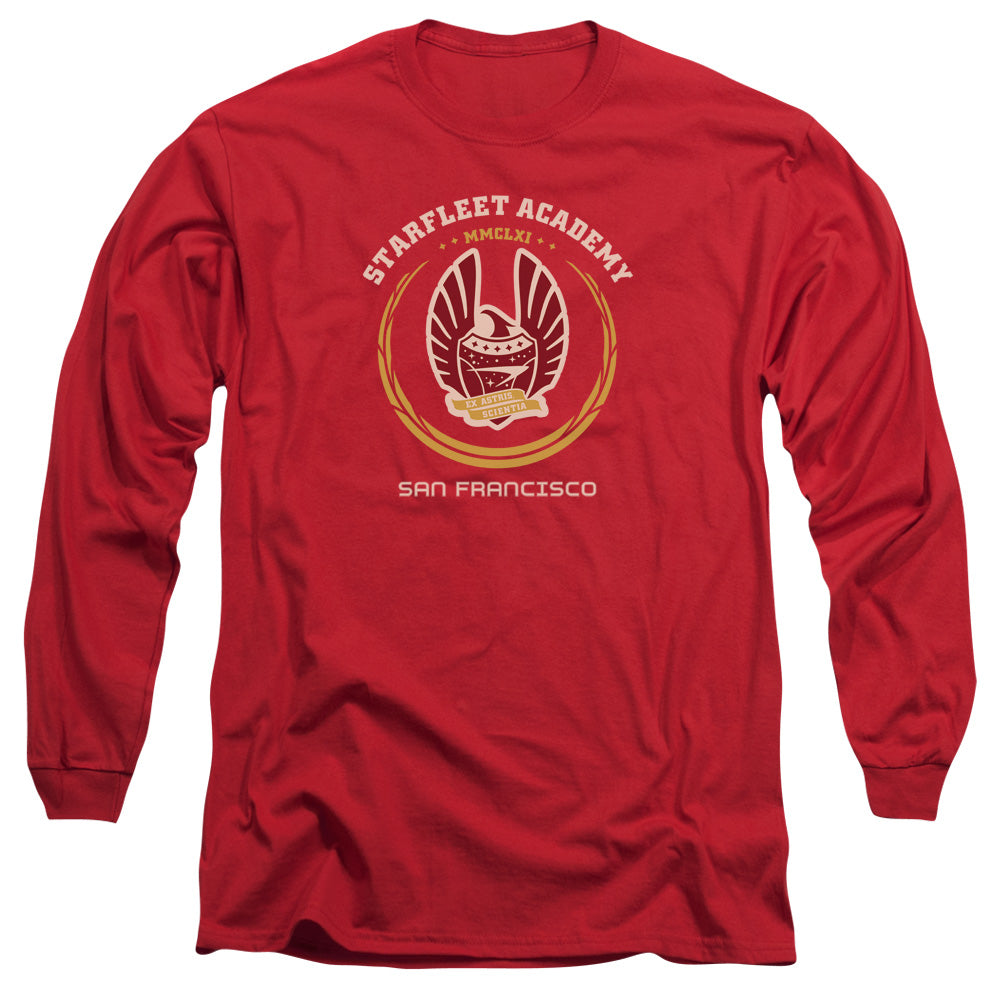 Star Trek Academy Heraldry Mens Long Sleeve Shirt Red Officially Licensed