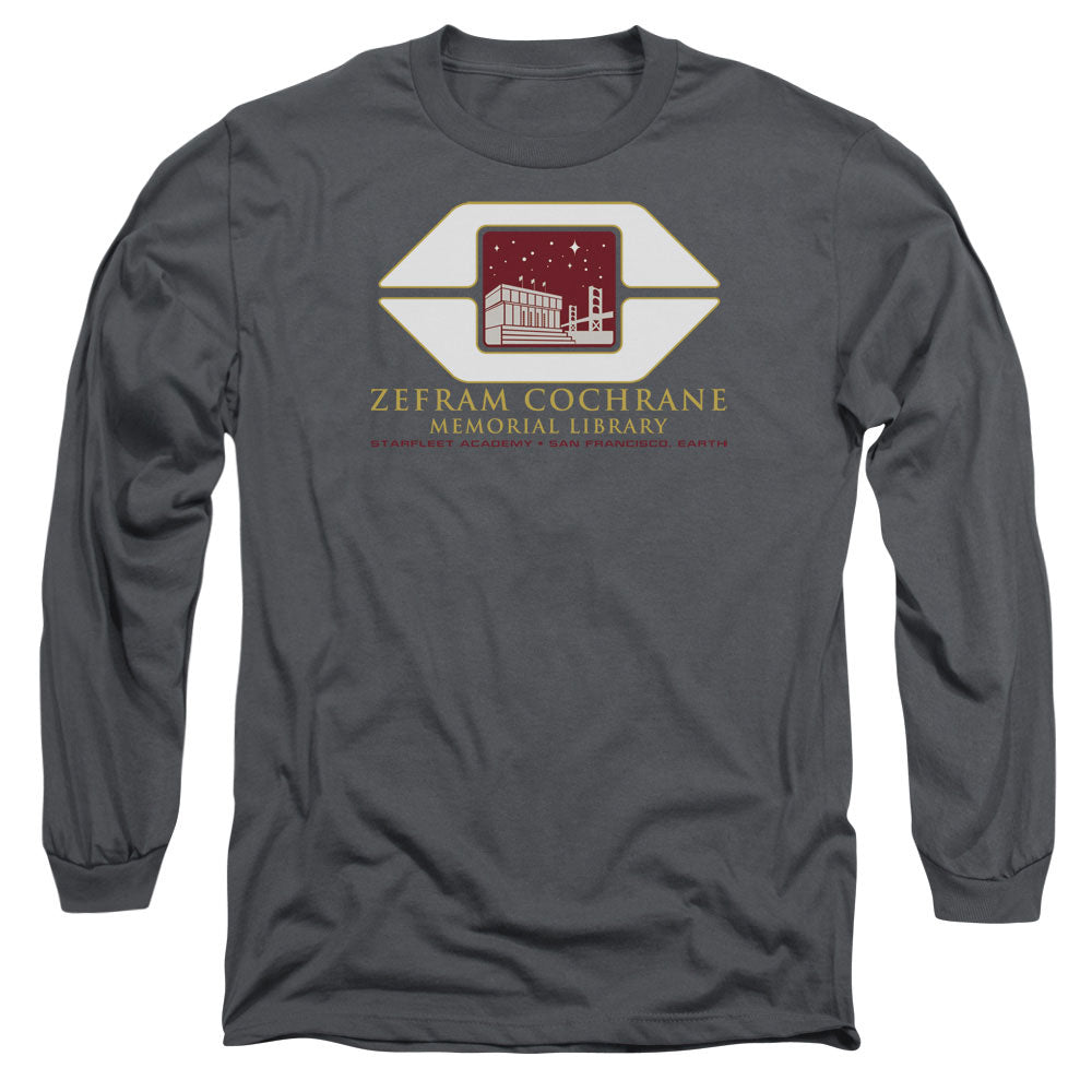 Star Trek Cochrane Library Mens Long Sleeve Shirt Charcoal Officially Licensed