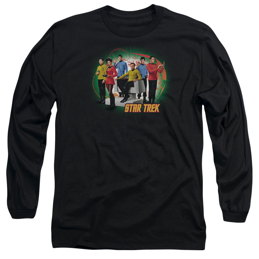 Star Trek Enterprises Finest Mens Long Sleeve Shirt Black Officially Licensed