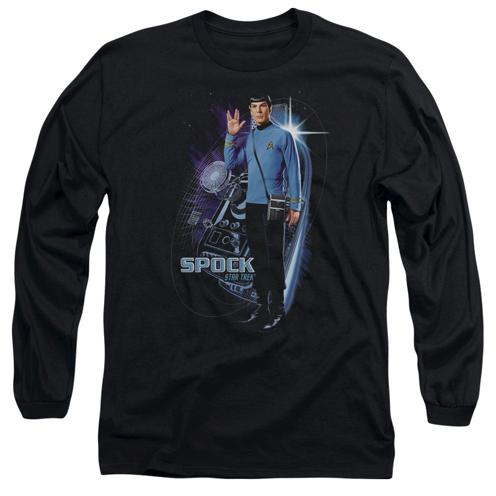 Star Trek Galactic Spock Mens Long Sleeve Shirt Black Officially Licensed