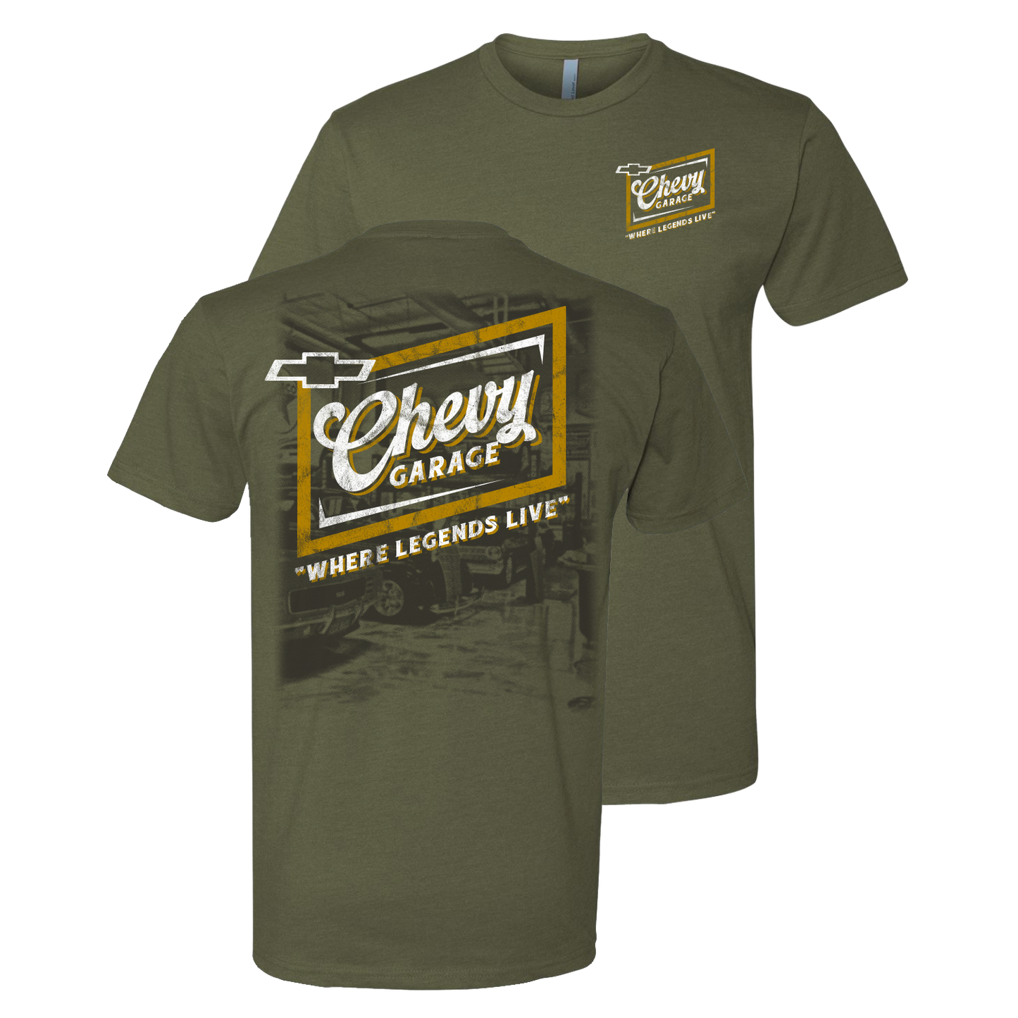 Chevrolet "Garage Legends" Mens T Shirt Green