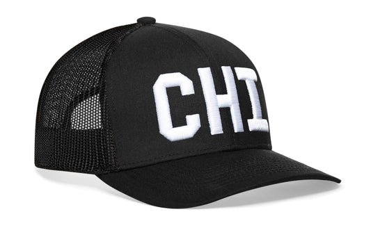 Chicago White Block Trucker Haka Hat Black Illinois Snapback