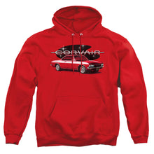 Load image into Gallery viewer, Chevrolet 65 Corvair Mona Spyda Coupe Mens Hoodie Red