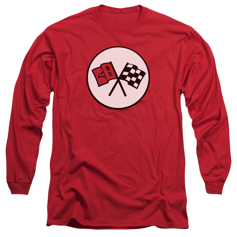 Chevrolet 2Nd Gen Vette Logo Mens Long Sleeve Shirt Red Officially Licensed