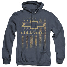 Load image into Gallery viewer, Chevrolet Camo Flag Heather Mens Hoodie Navy