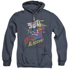 Load image into Gallery viewer, Cow & Chicken Super Cow Heather Mens Hoodie Navy Blue