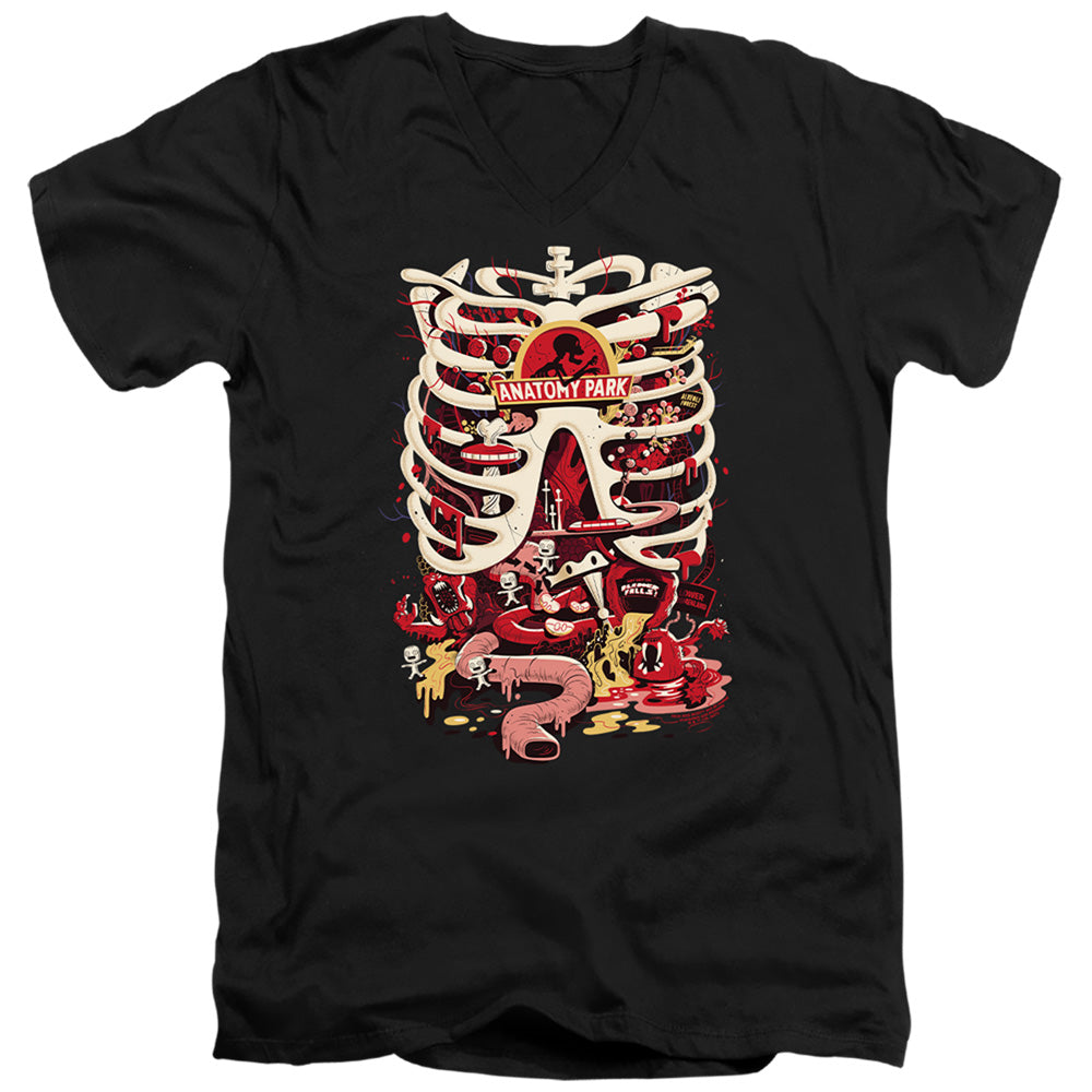 Rick And Morty Anatomy Park Logo Mens Slim Fit V-Neck T Shirt Black
