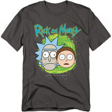 Load image into Gallery viewer, Rick And Morty Floating Heads Mens T Shirt Charcoal