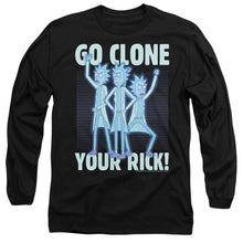 Load image into Gallery viewer, Rick And Morty Go Clone Your Rick Mens Long Sleeve Shirt Black Officially Licensed