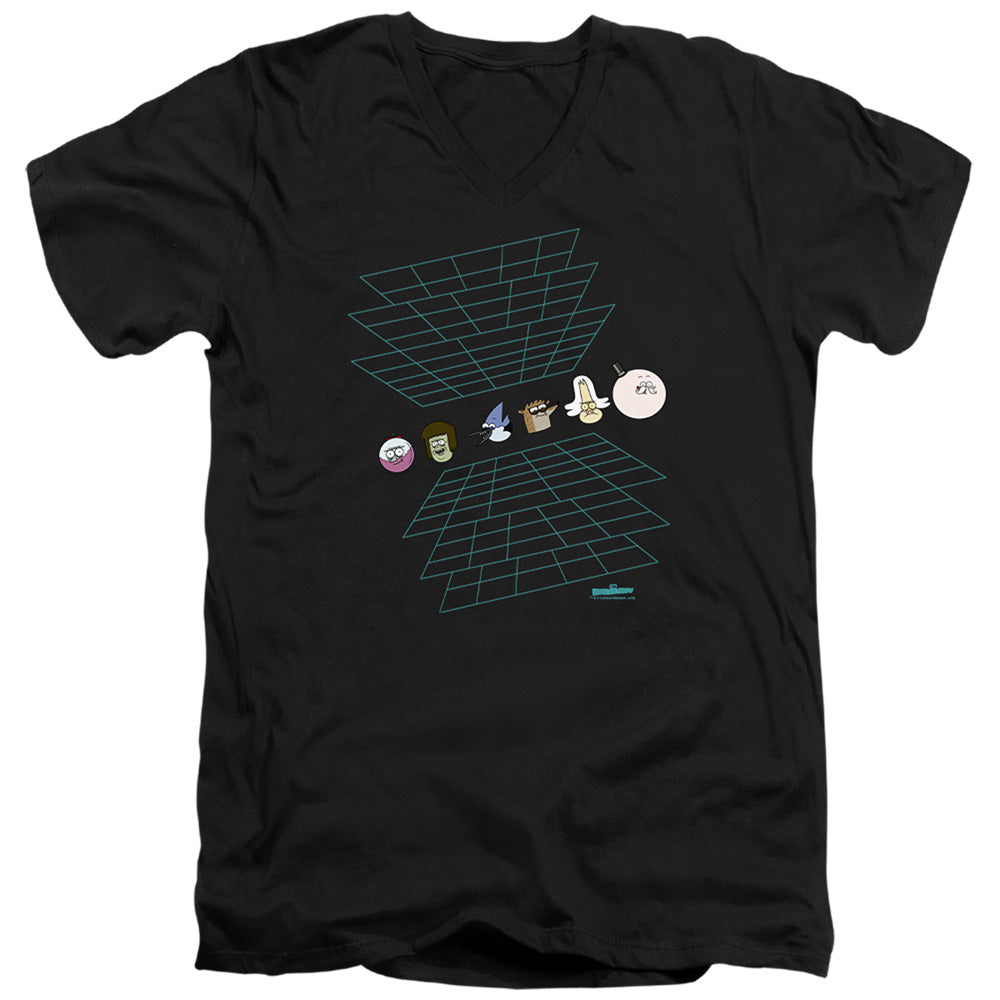 The Regular Show Regular Grid Mens Slim Fit V-Neck T Shirt Black