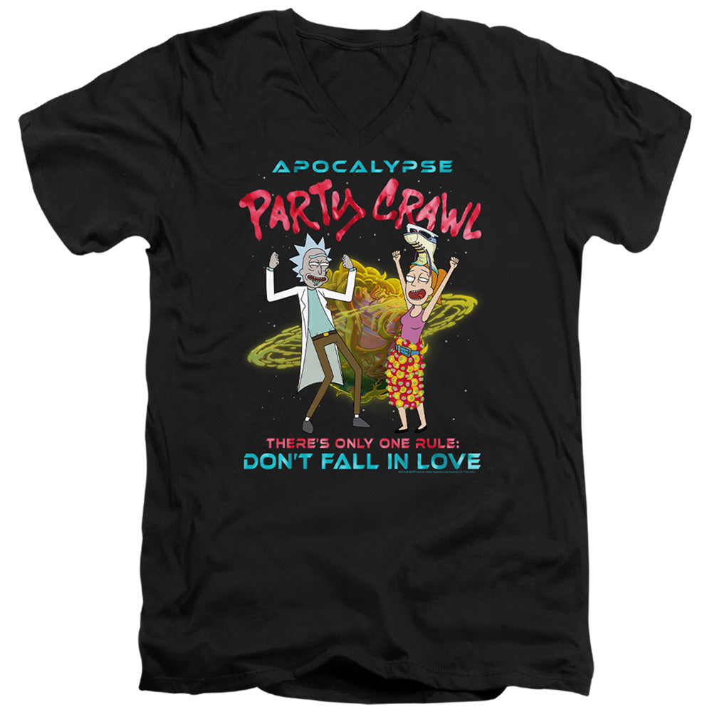 Rick And Morty Apocalypse Party Crawl Mens Slim Fit V-Neck T Shirt Black