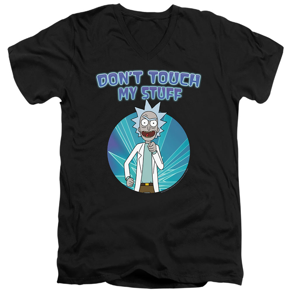 Rick And Morty Don'T Touch Mens Slim Fit V-Neck T Shirt Black