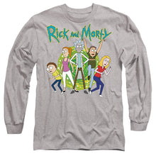 Load image into Gallery viewer, Rick And Morty Family Fights Together Mens Long Sleeve Shirt Athletic Heather Officially Licensed