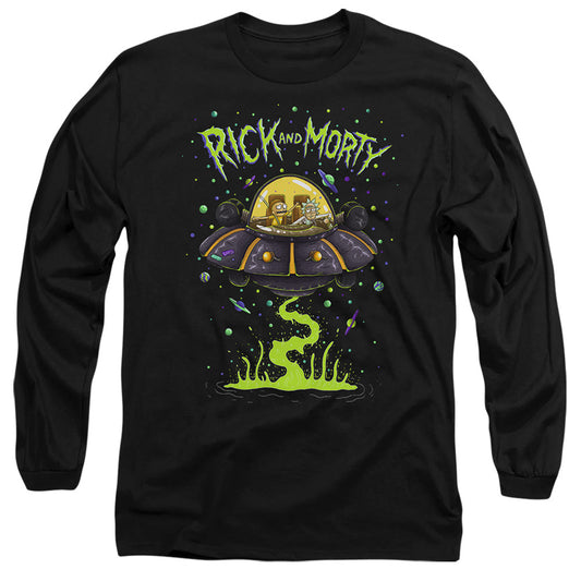 Rick And Morty Ufo Mens Long Sleeve Shirt Black Officially Licensed