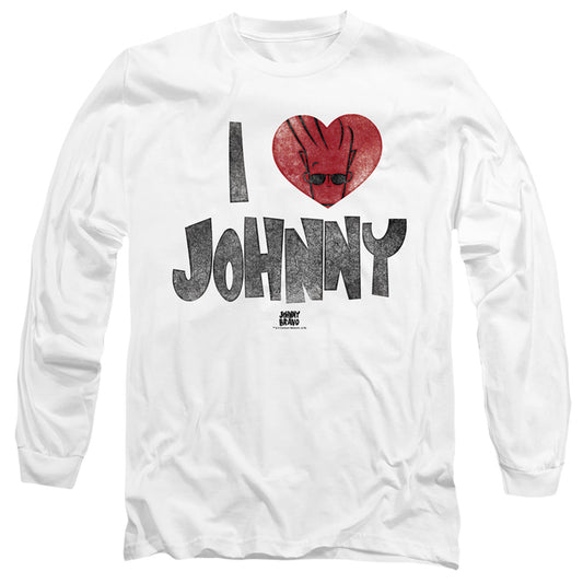 Johnny Bravo I Heart Johnny Mens Long Sleeve Shirt White Officially Licensed