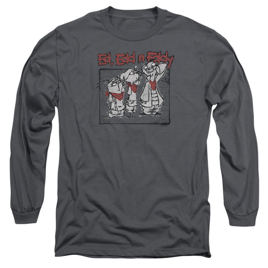 Ed Edd N Eddy Stand By Me Mens Long Sleeve Shirt Charcoal Officially Licensed