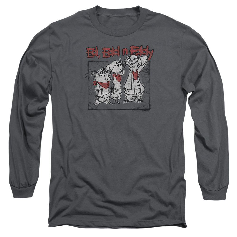 Ed Edd N Eddy Stand By Me Mens Long Sleeve Shirt Charcoal Officially Licensed
