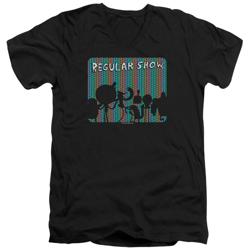 Regular Show Rgb Group Mens Slim Fit V-Neck T Shirt Black