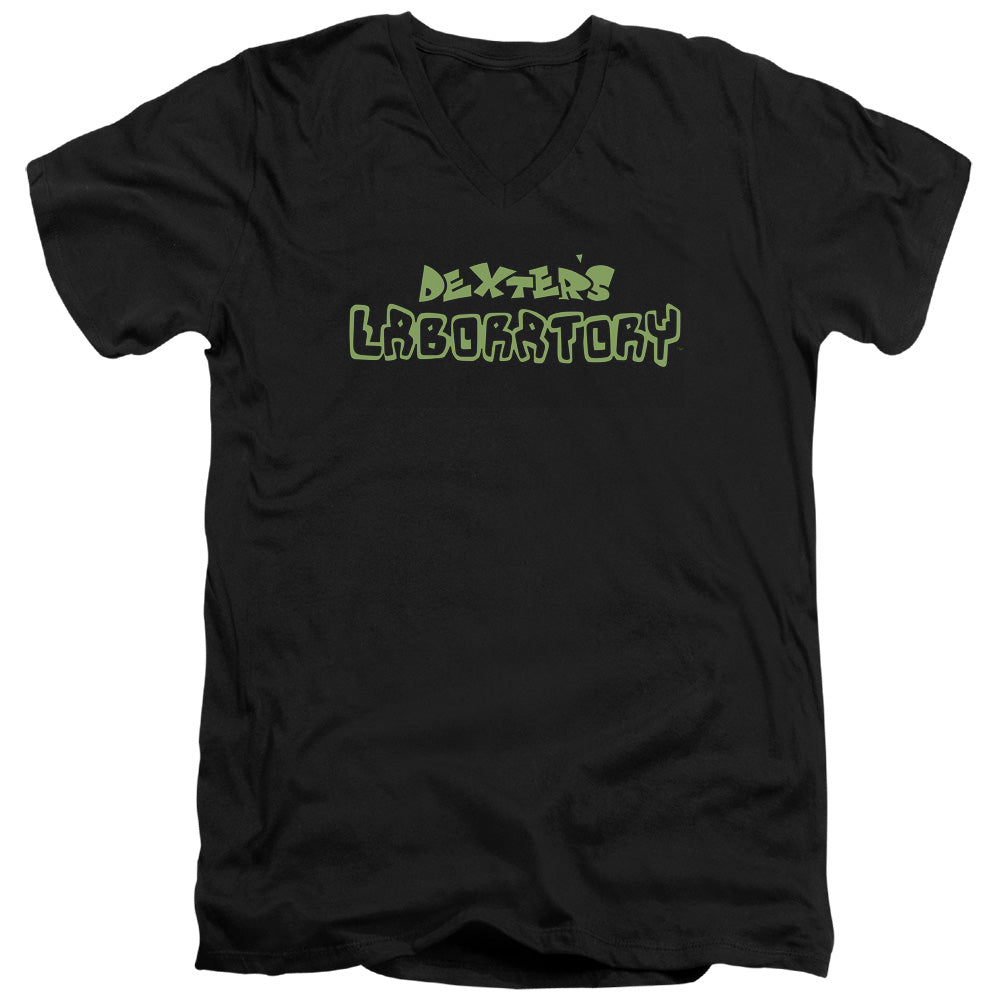 Dexters Laboratory Dexters Logo Mens Slim Fit V Neck T Shirt Black