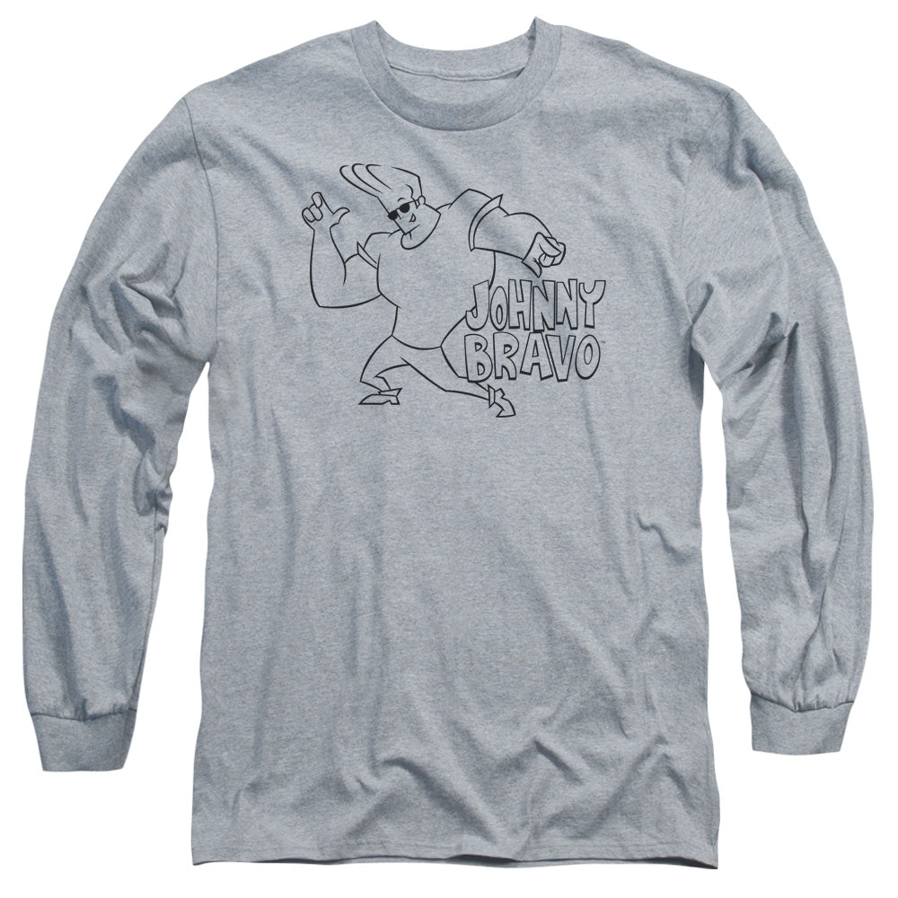 Johnny Bravo Jb Line Art Mens Long Sleeve Shirt Athletic Heather Officially Licensed