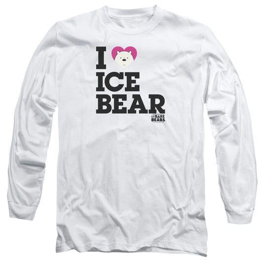 We Bare Bears Heart Ice Bear Mens Long Sleeve Shirt White Officially Licensed