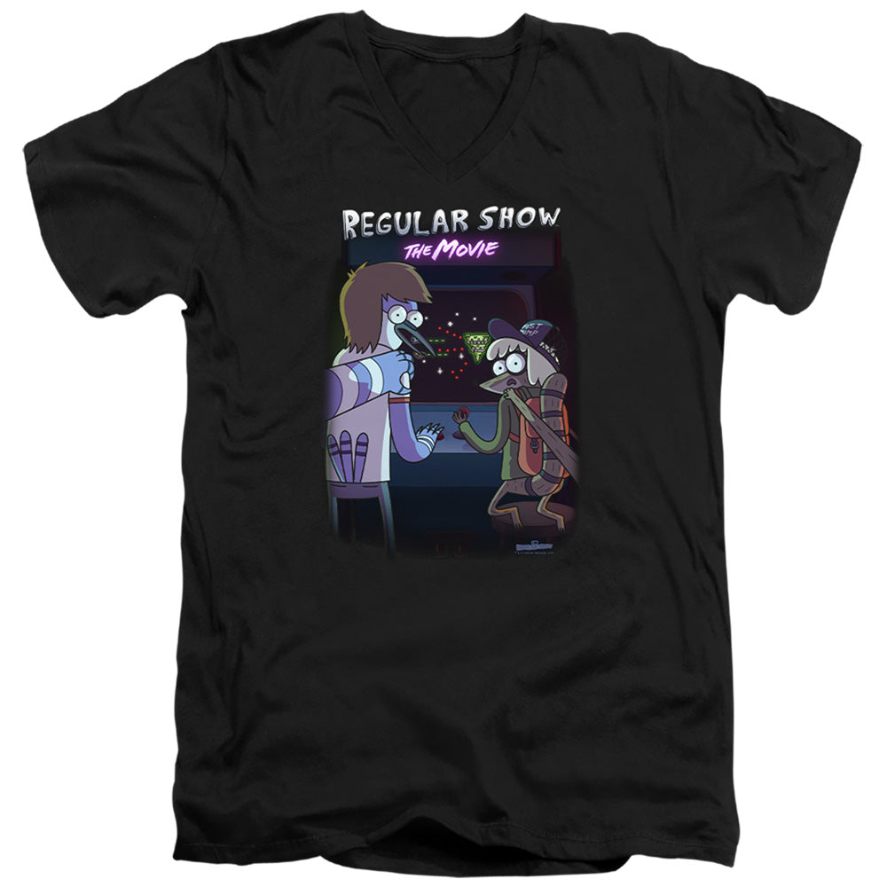 Regular Show Rs The Movie Mens Slim Fit V-Neck T Shirt Black