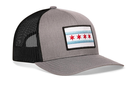 Chicago Flag Trucker Haka Hat Gray-Black City Snapback