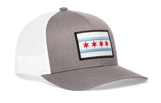 Chicago Flag Trucker Haka Hat Gray-White City Snapback
