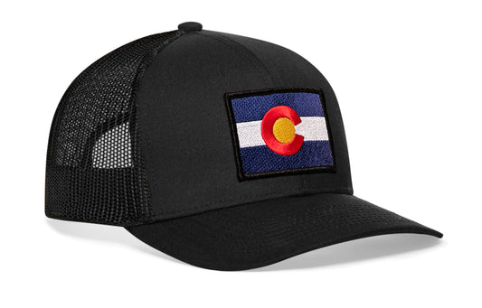 Colorado Flag Trucker Haka Hat Black CO Snapback