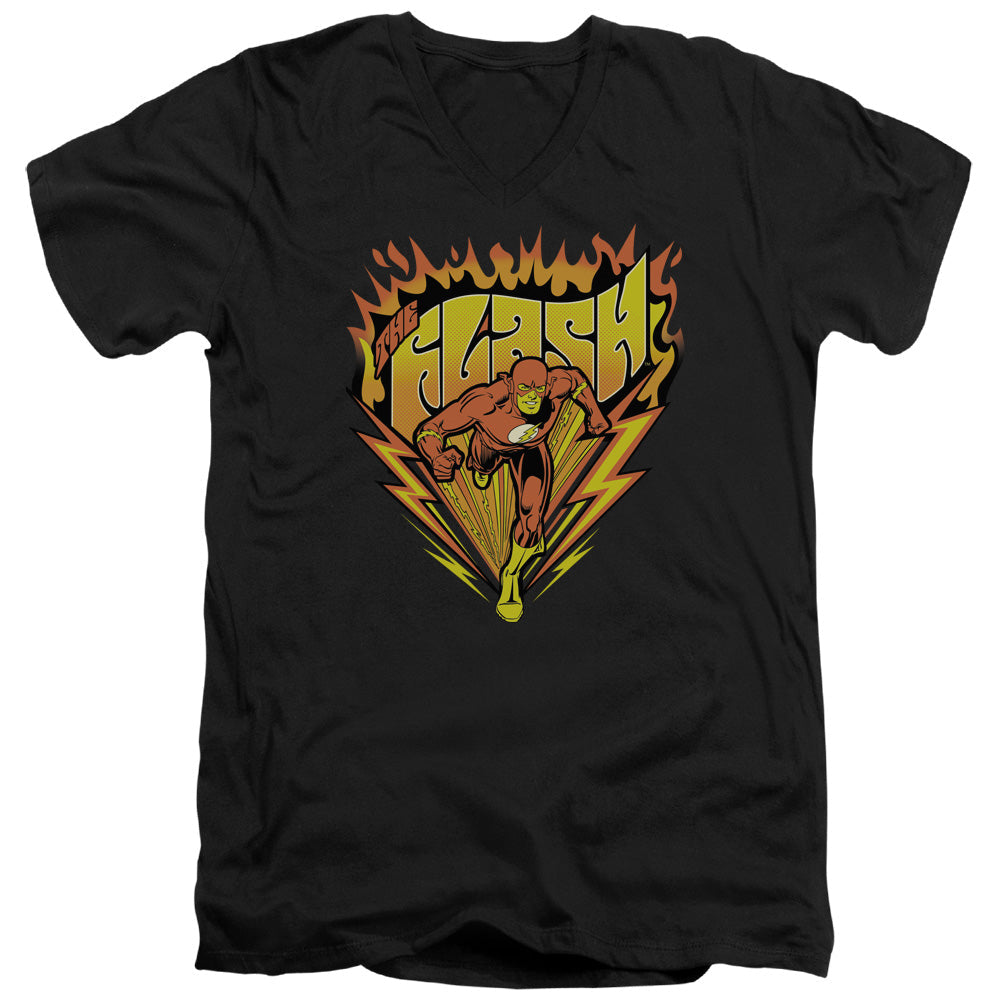 DC Comics Flash Blazing Speed Mens Slim Fit V Neck T Shirt Black