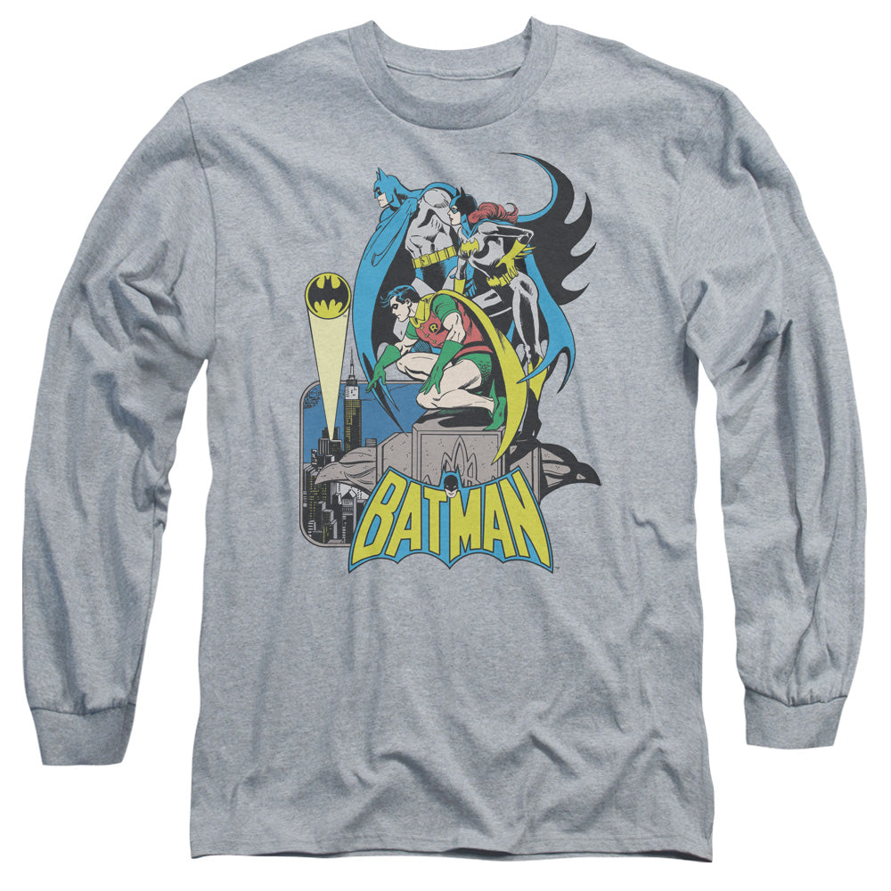 DC Comics Heroic Trio Mens Long Sleeve Shirt Athletic Heather