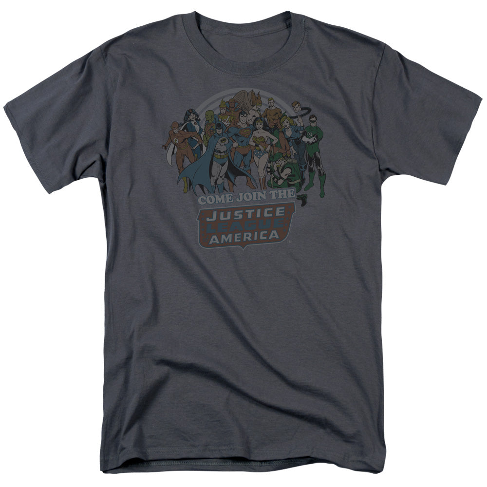 Dc Join The Justice League Mens T Shirt Charcoal