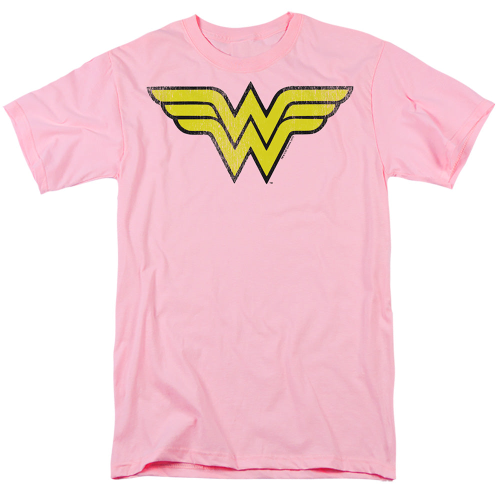 Dc Wonder Woman Ww Logo Distressed Mens T Shirt Light Blue