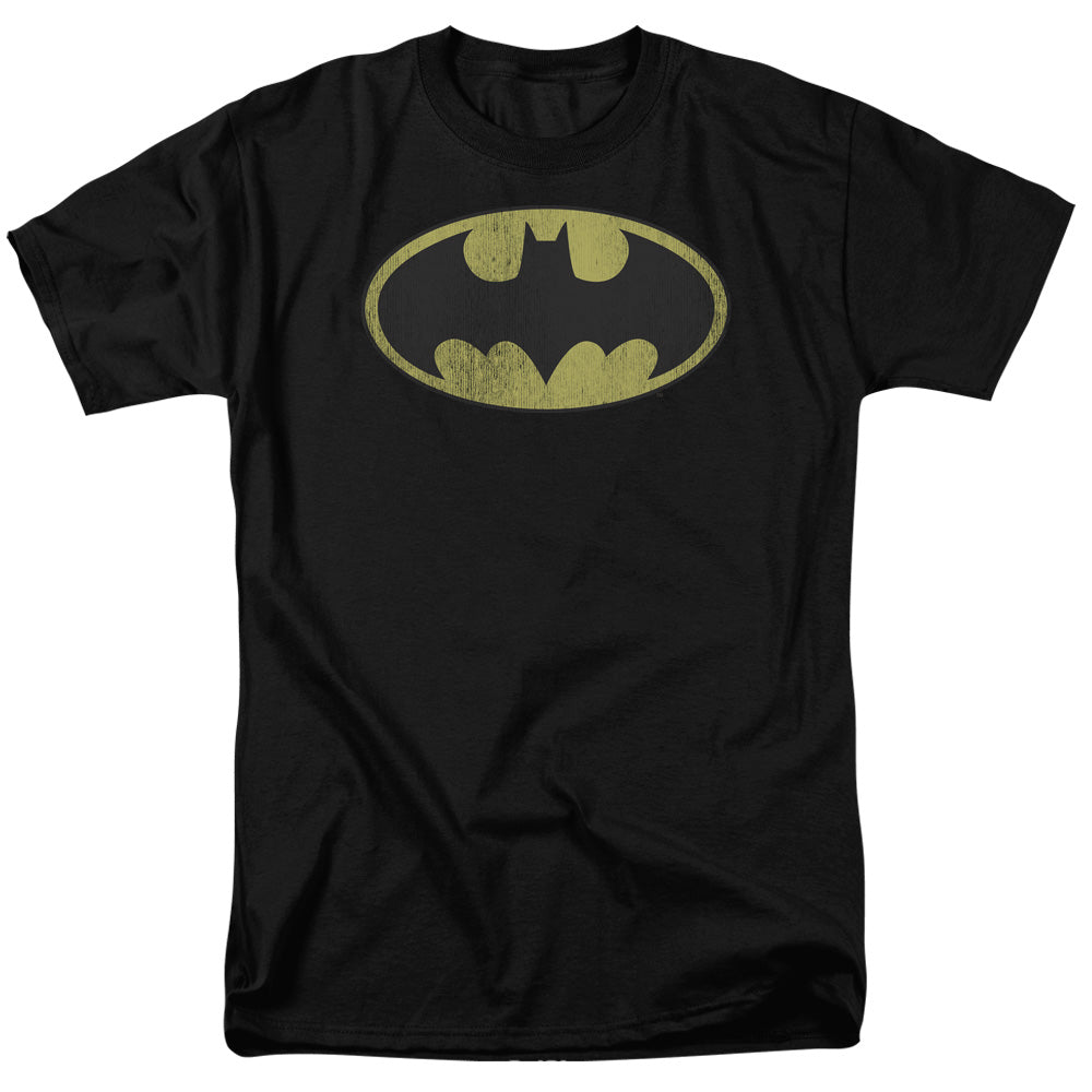 Dc Retro Bat Logo Distressed Mens T Shirt Black