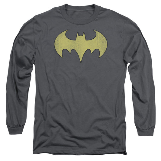 Dc Batgirl Logo Distressed Mens Long Sleeve Shirt Charcoal Officially Licensed