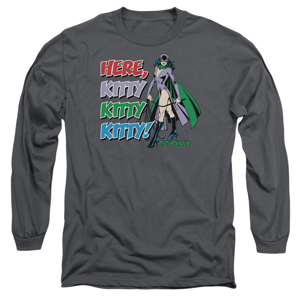 DC Comics Here Kitty Mens Long Sleeve Shirt Charcoal