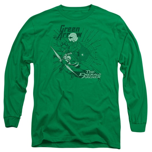Dc Green Arrow The Emerald Archer Mens Long Sleeve Shirt Kelly Green Officially Licensed