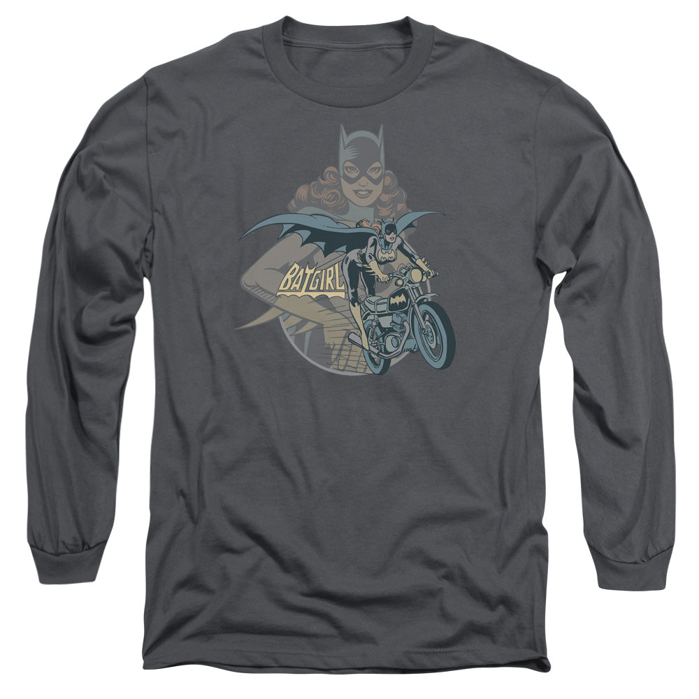 DC Comics Batgirl Biker Mens Long Sleeve Shirt Charcoal
