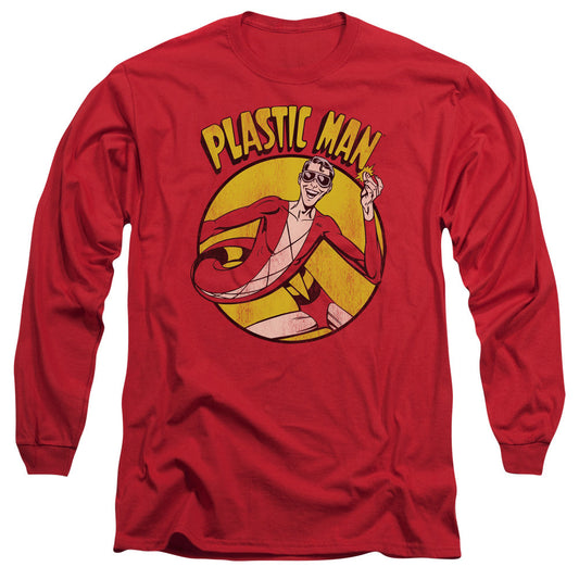 Dc Plastic Man Mens Long Sleeve Shirt Red Officially Licensed