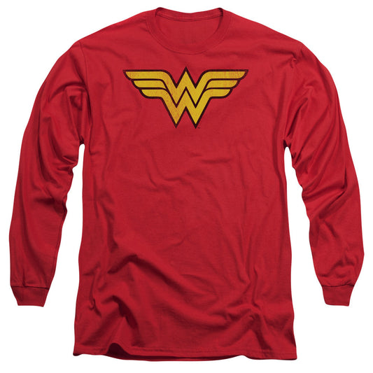 Dc Wonder Woman Logo Dist Mens Long Sleeve Shirt Red Officially Licensed