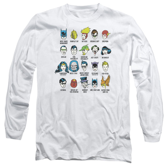 Dc Superhero Issues Mens Long Sleeve Shirt White Officially Licensed