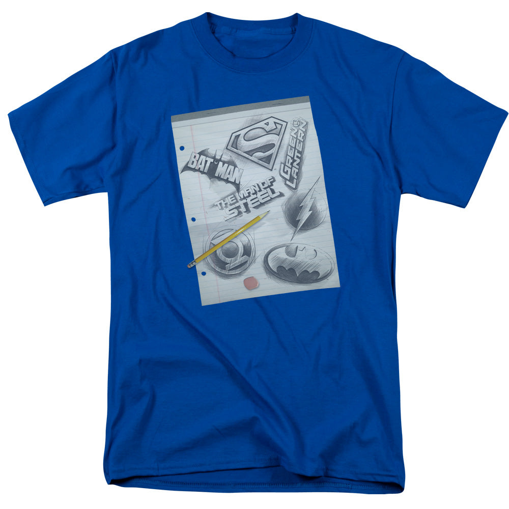 Dc Logo Note Paper Mens T Shirt Royal