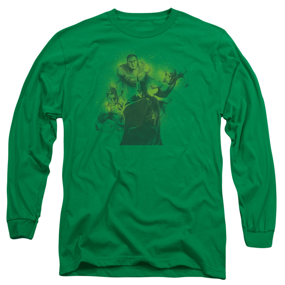 DC Comics Spray Sketch League Mens Long Sleeve Shirt Kelly Green