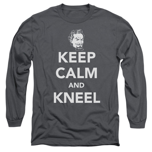 Dc Keep Calm And Kneel Mens Long Sleeve Shirt Charcoal Officially Licensed