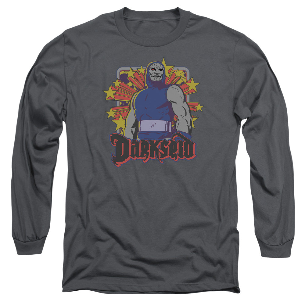 Dc Darkseid Stars Mens Long Sleeve Shirt Charcoal Officially Licensed