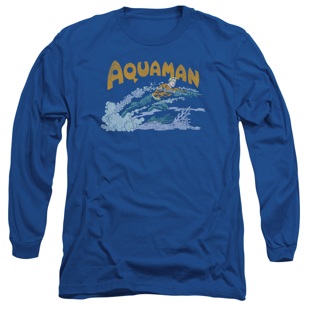 DC Comics Aqua Swim Mens Long Sleeve Shirt Royal Blue