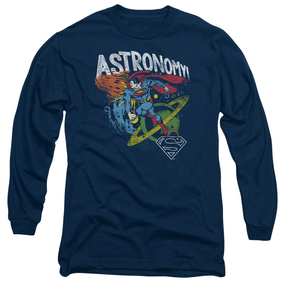 DC Comics Astronomy Mens Long Sleeve Shirt Navy Blue