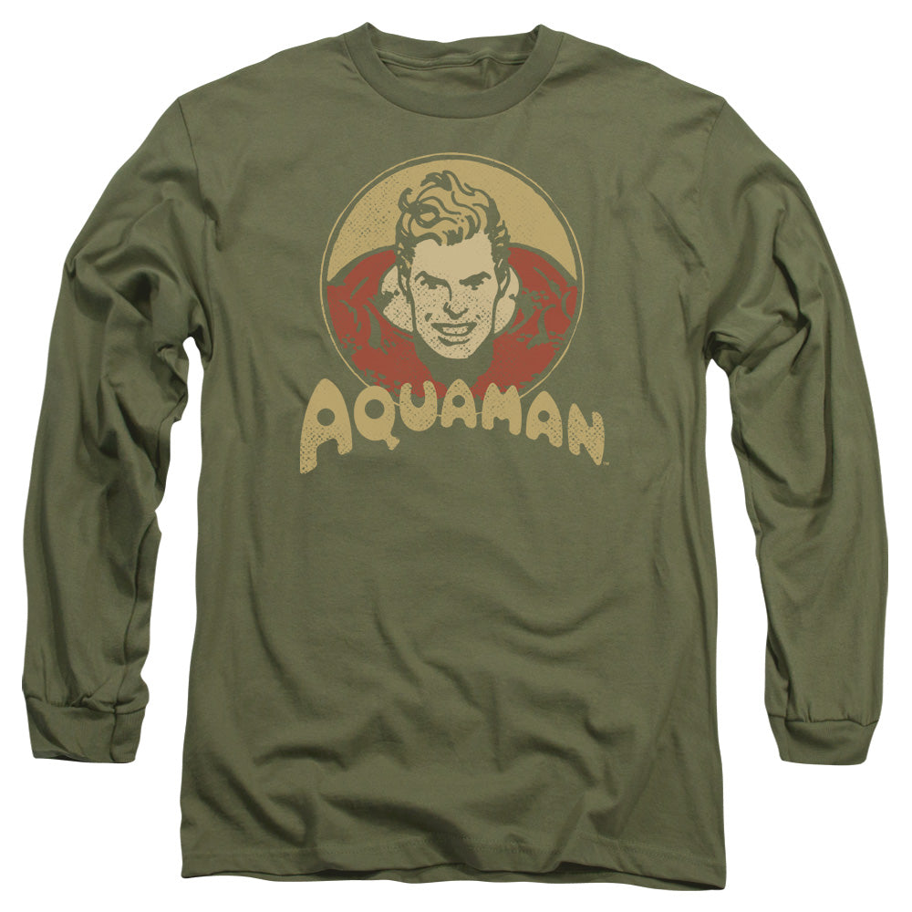 DC Comics Aqua Circle Mens Long Sleeve Shirt Military Green