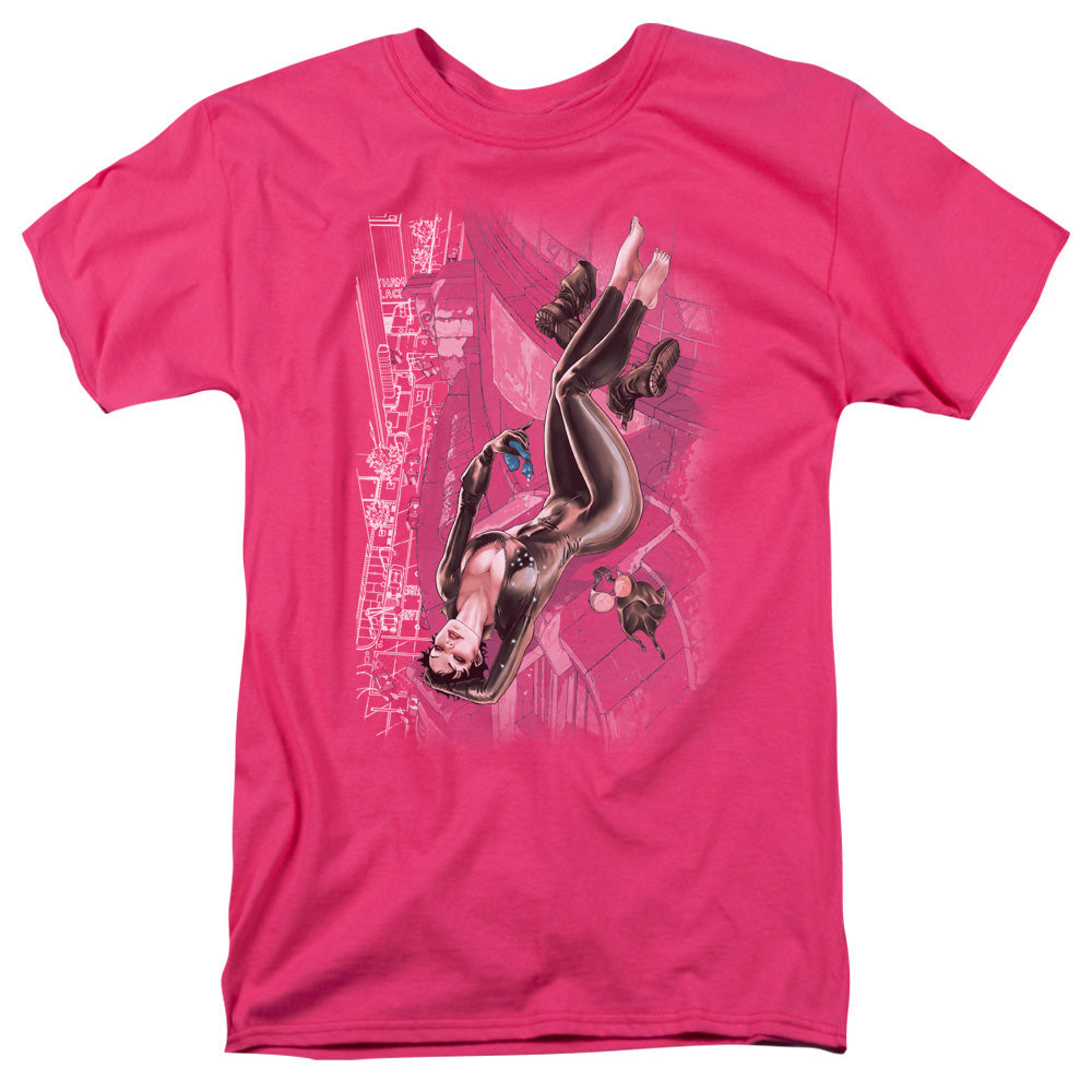 Jla Catwoman #1 Mens T Shirt Hot Pink