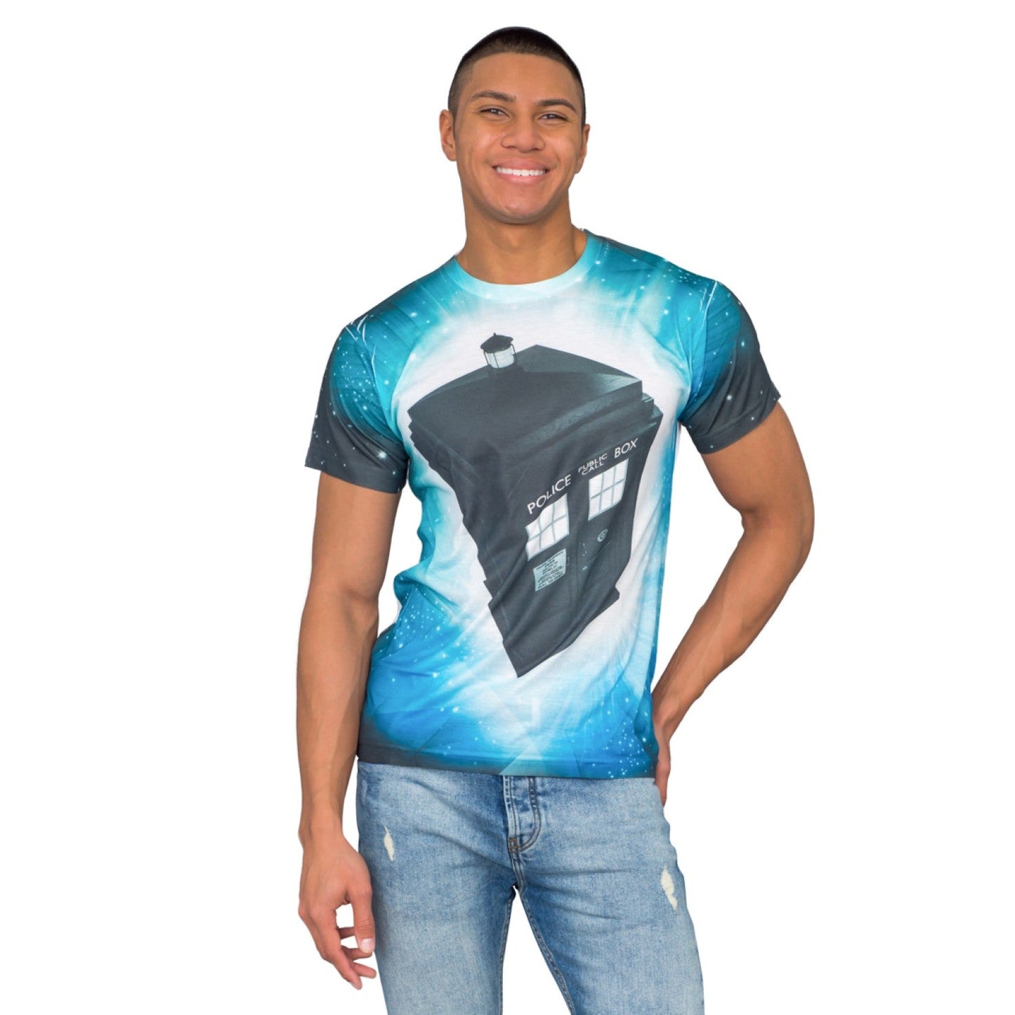 Doctor Who TARDIS Glowing Stars Sublimation T Shirt